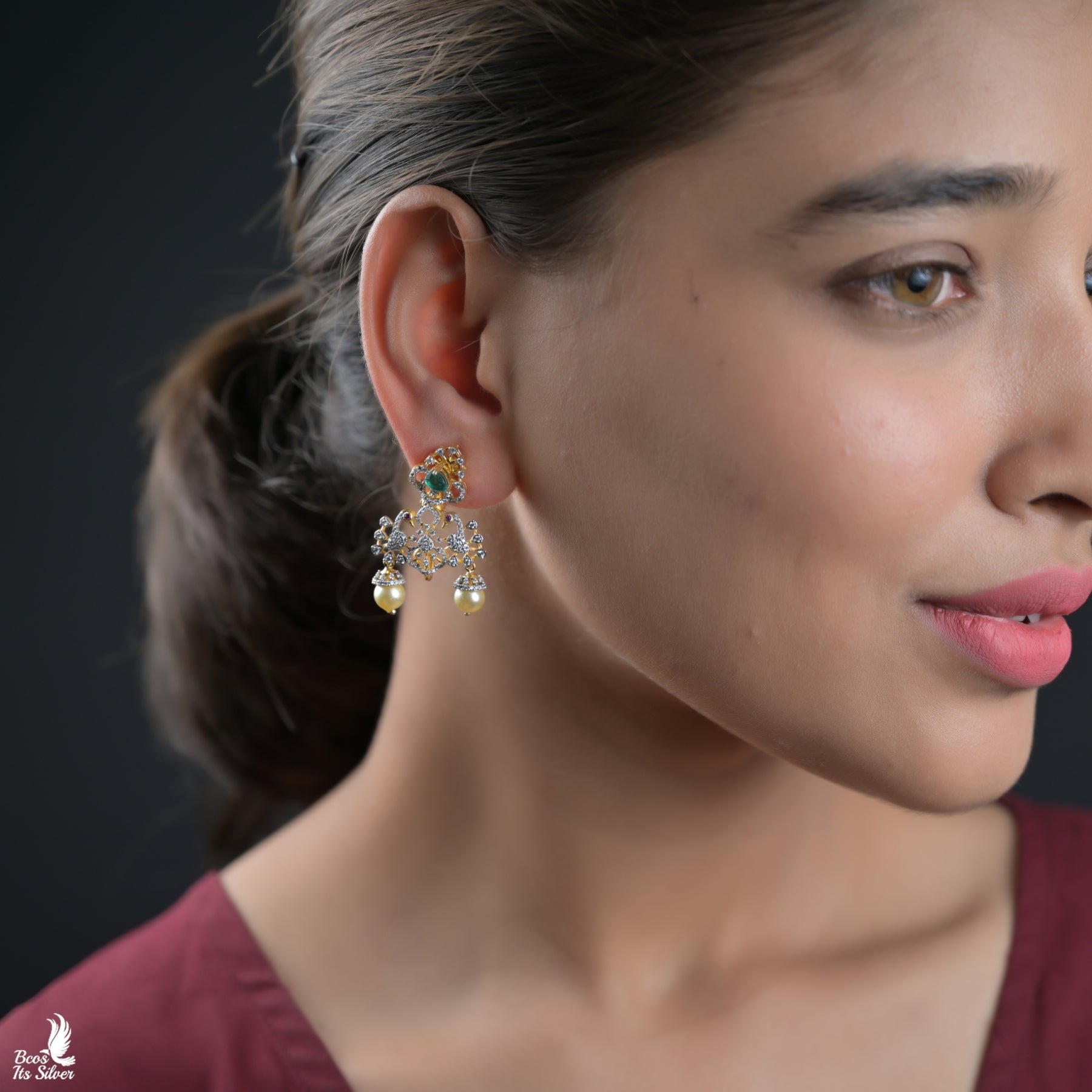 Theia Diamond look Jhumka - 7034 - ( Made to Order )