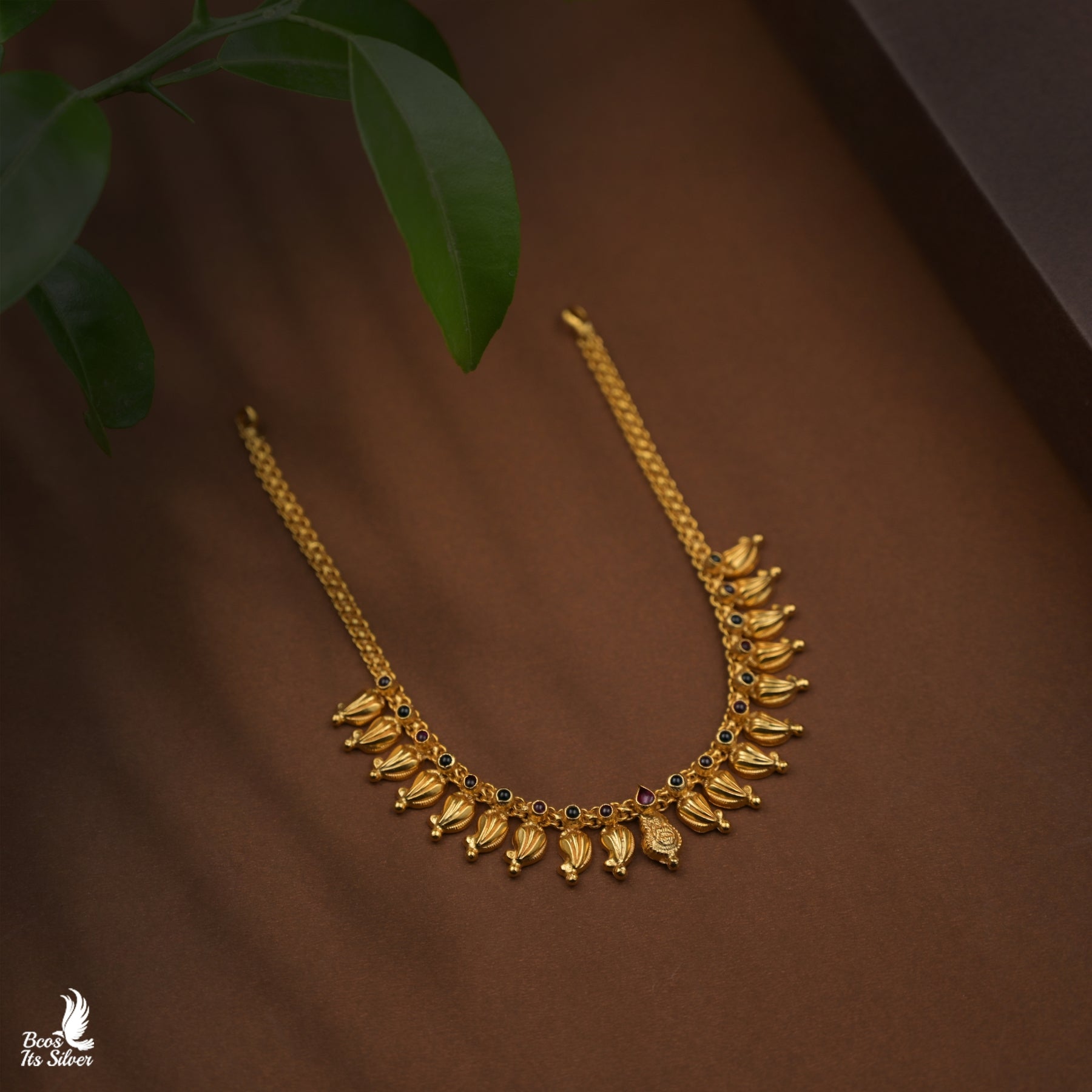 Pure Silver Gold Plated Necklace 82801