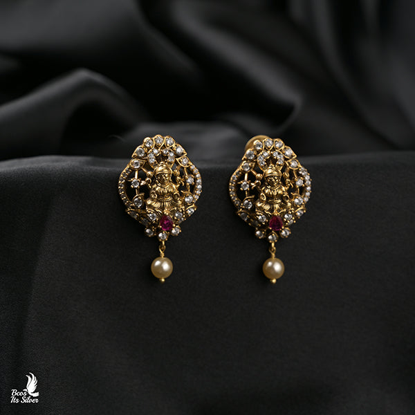 925 Silver Victorian Nakshi Ear Stud -8696