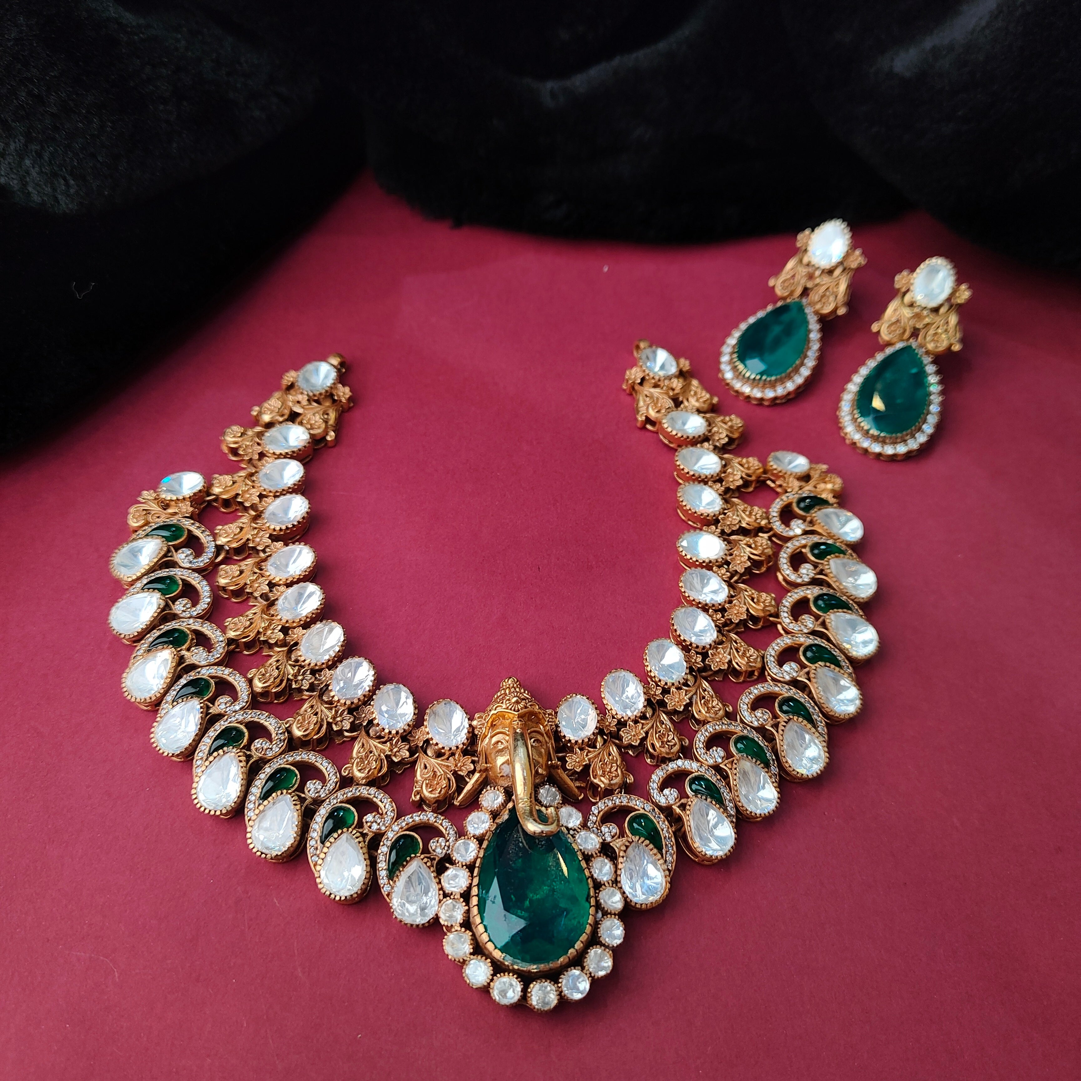 925 Silver Victorian Ganesha Necklace Set-5602