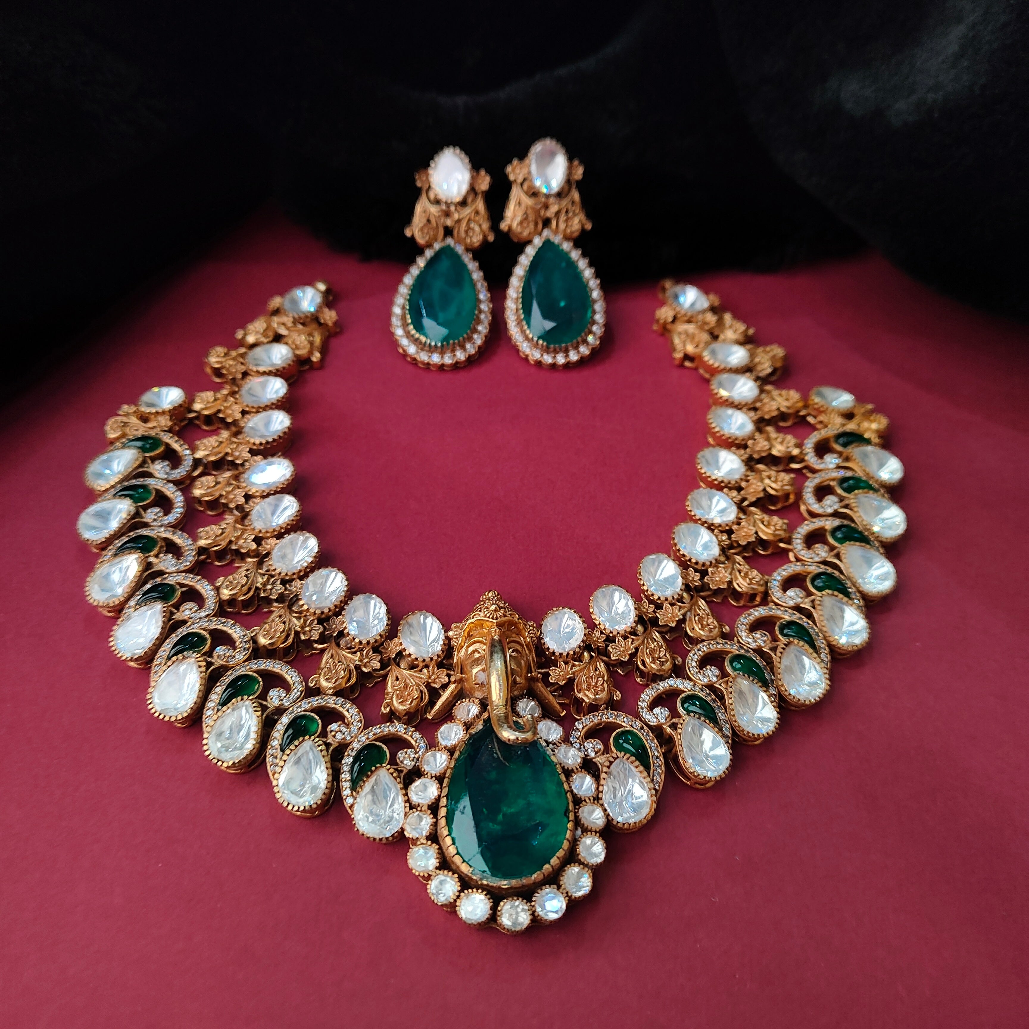 925 Silver Victorian Ganesha Necklace Set-5602