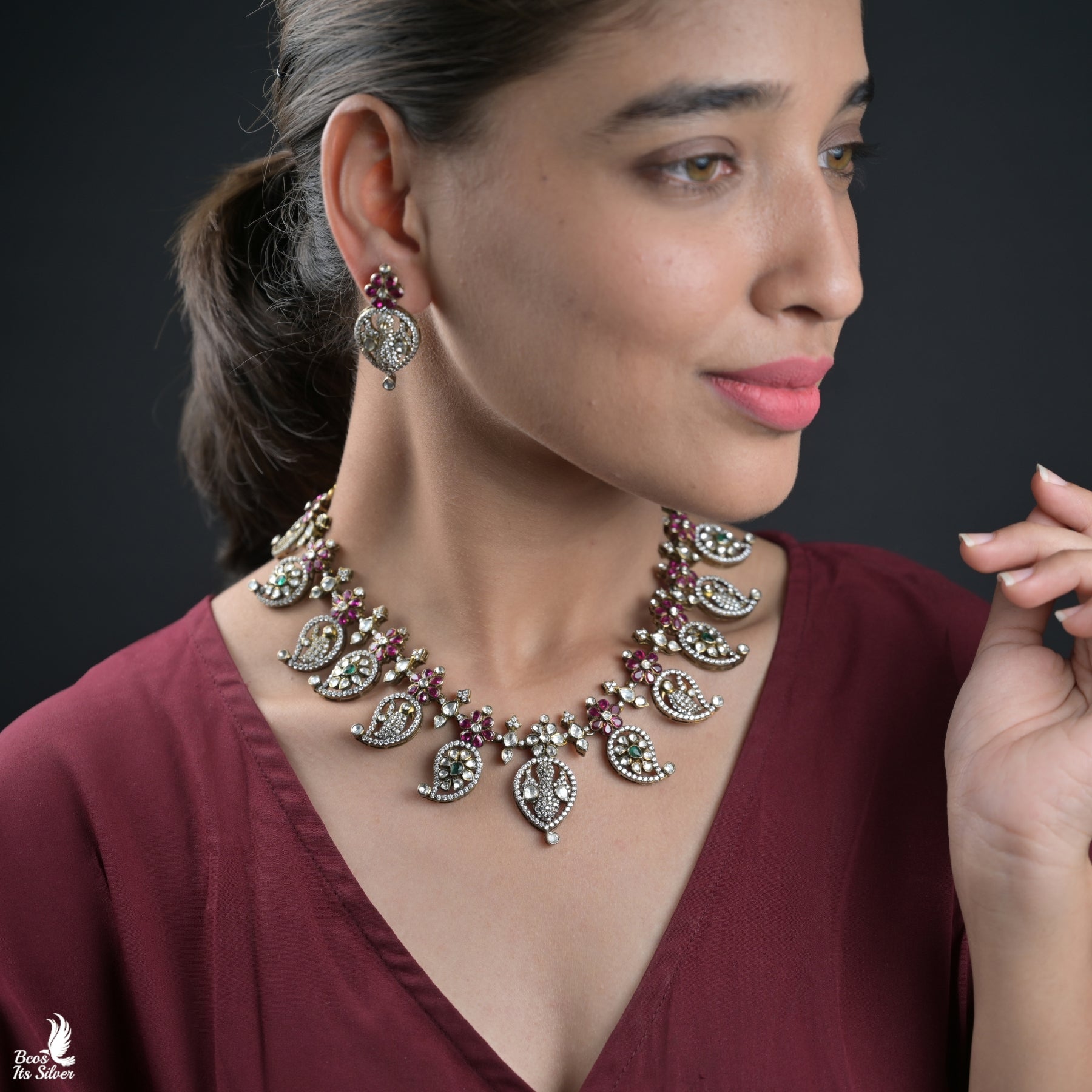 Victorian Neckpiece With Earring - 5614