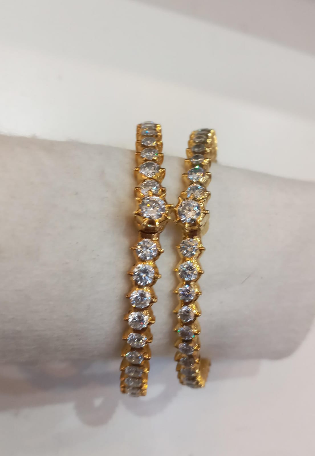 925 Silver Gold Plated Theia Stone Bangle-1072