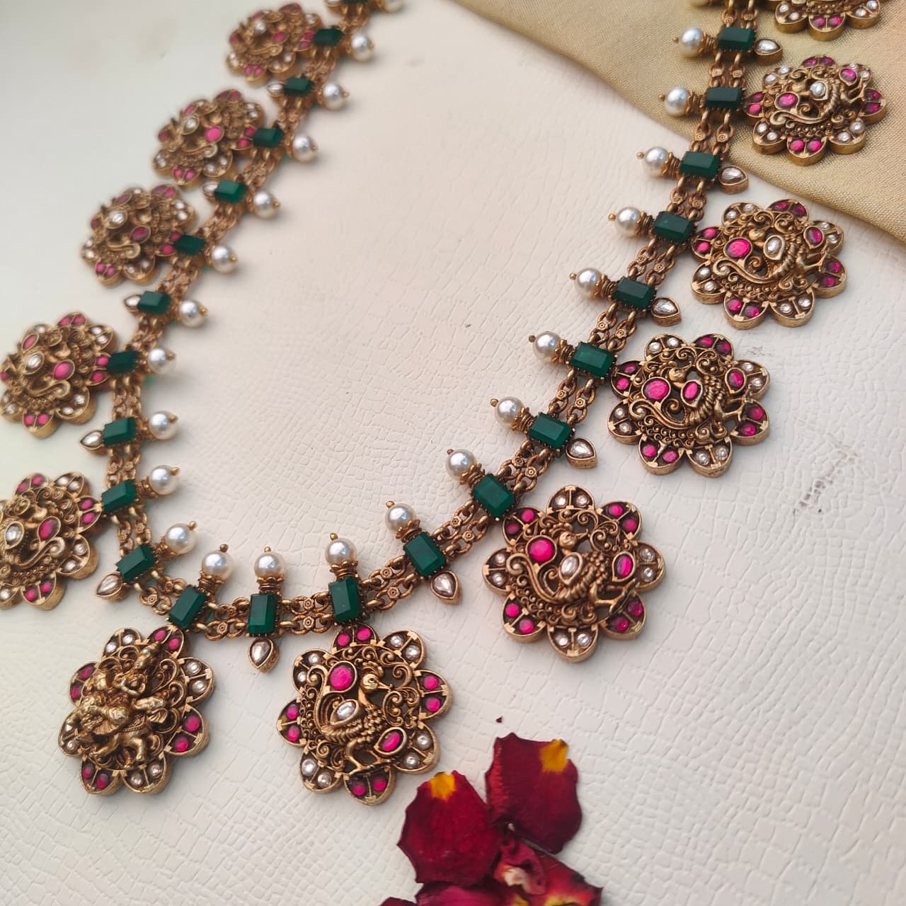 925 Silver Nakshi Kundan Haram - 0401