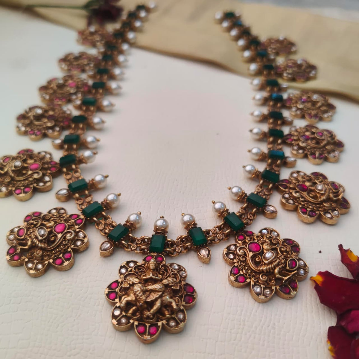 925 Silver Nakshi Kundan Haram - 0401