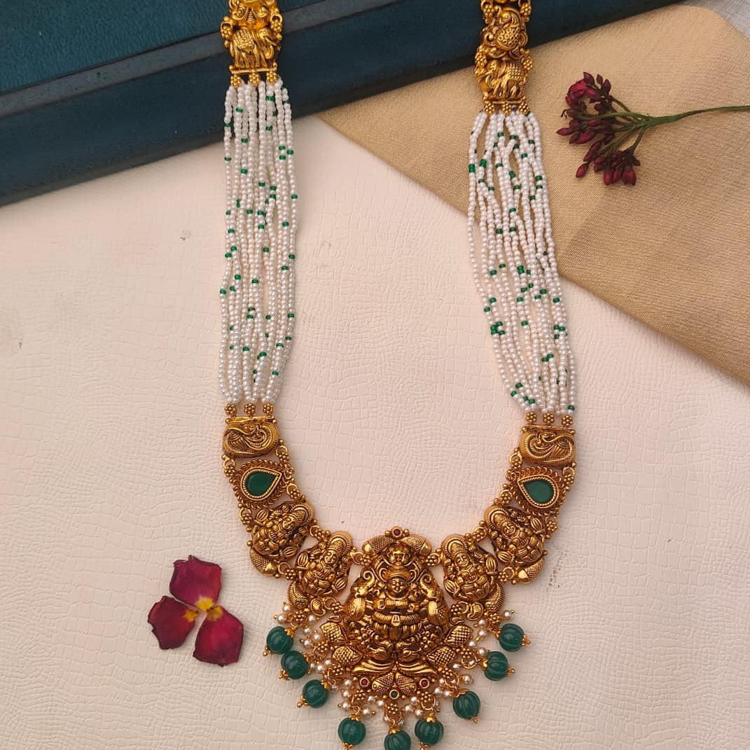 925 Silver Gold Plated pearls Haram-0406