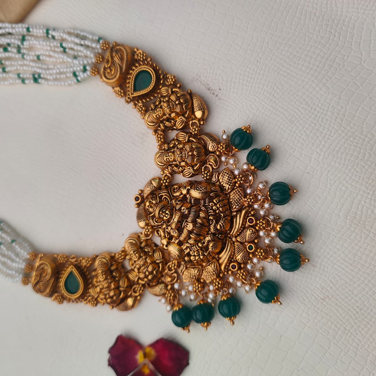 925 Silver Gold Plated pearls Haram-0406