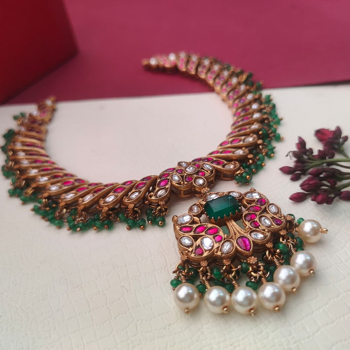 Pure Silver 92.5 Kundan Neckpiece - 0409