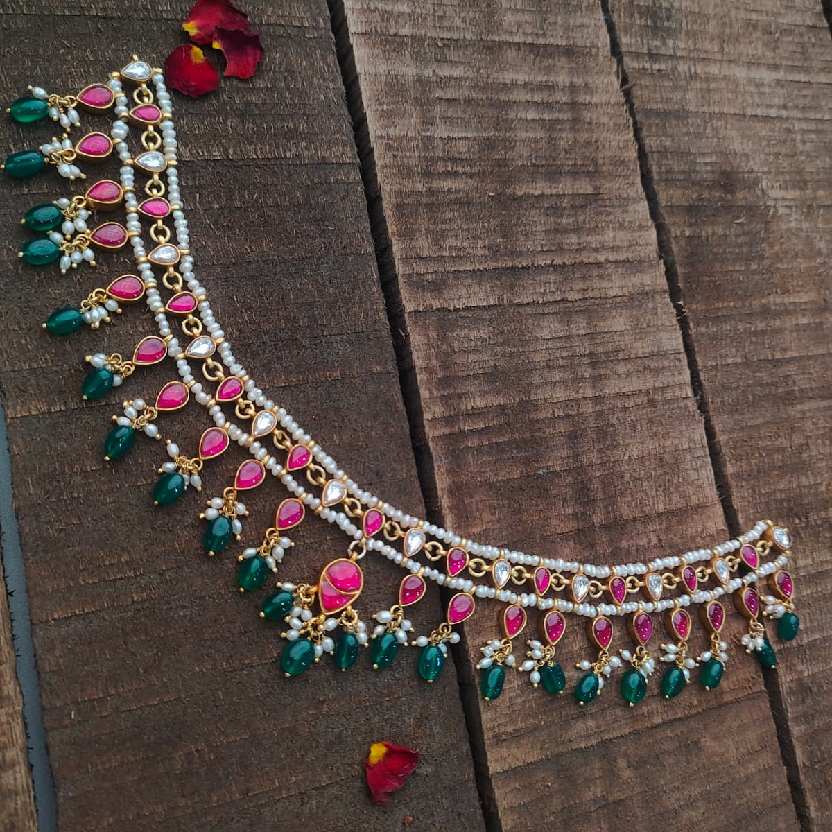 Pure Silver 92.5 Kundan Choker -0413