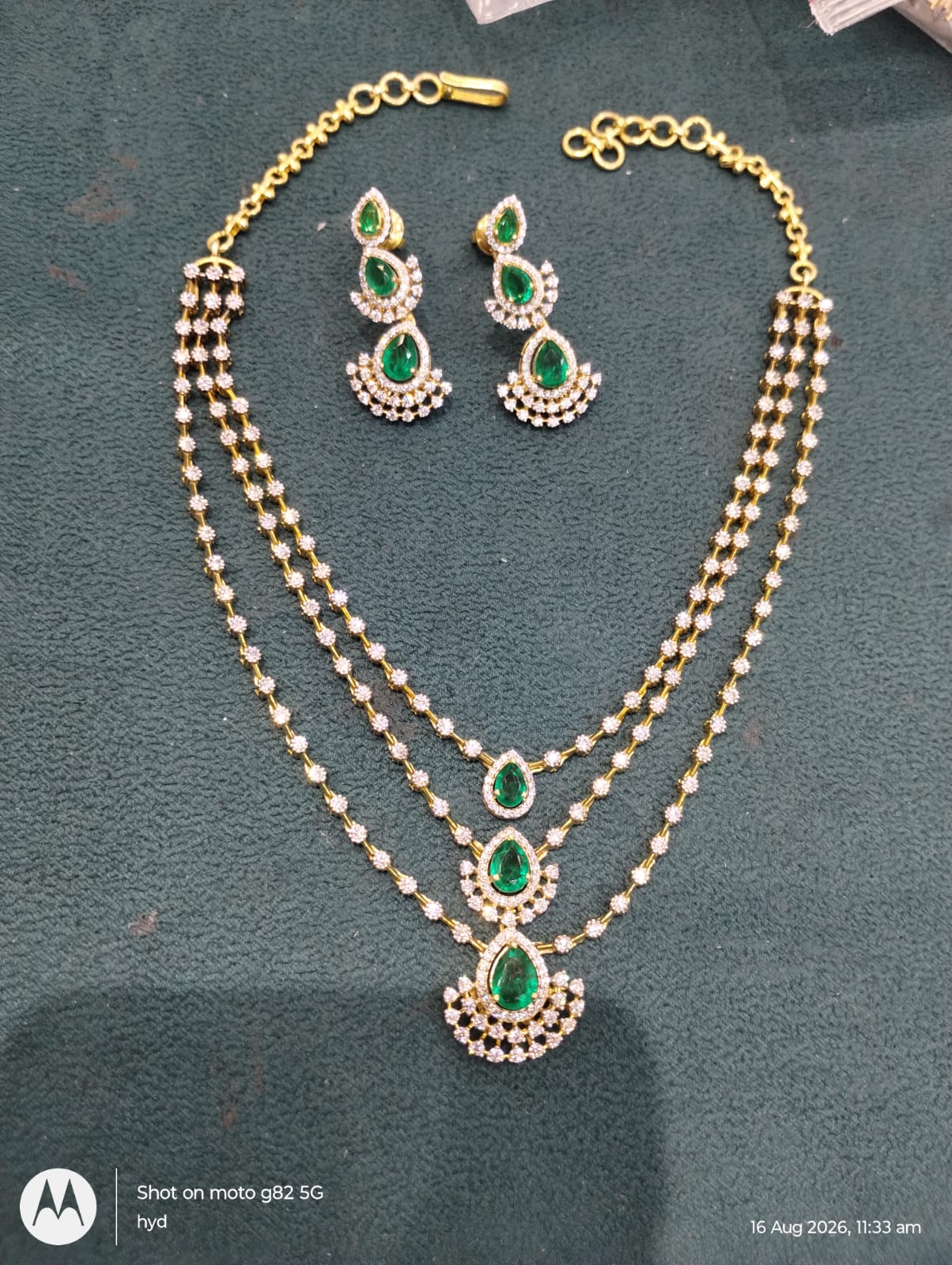Silver 92.5 Diamond Look Necklace With Earring-20