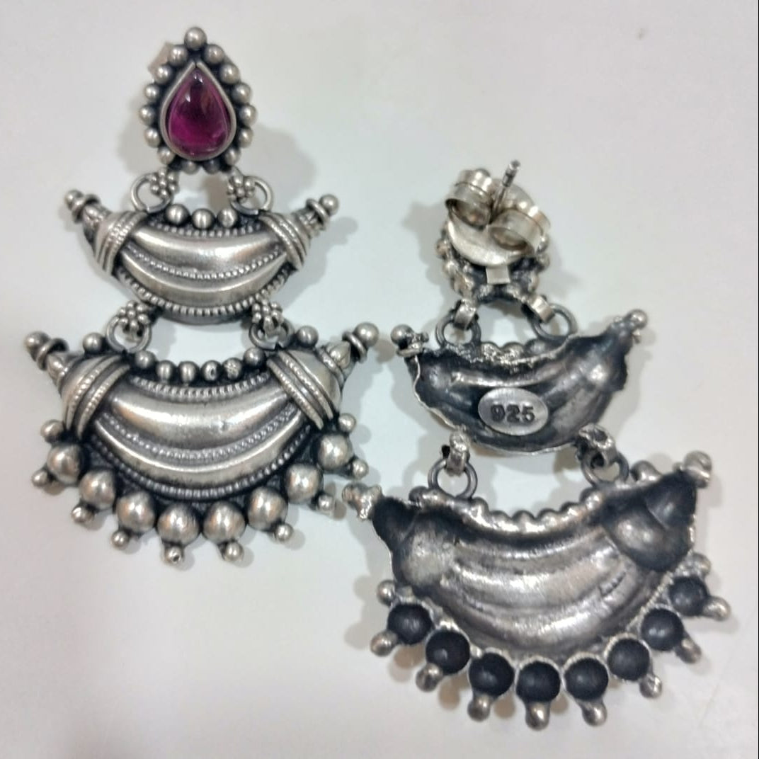 Silver 92.5 Oxidized Earrings -0264