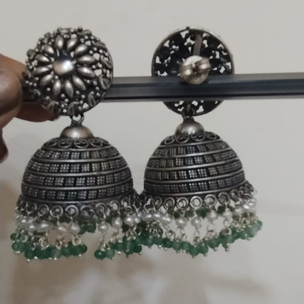 Silver 92.5 Oxidized Jhumka-0262
