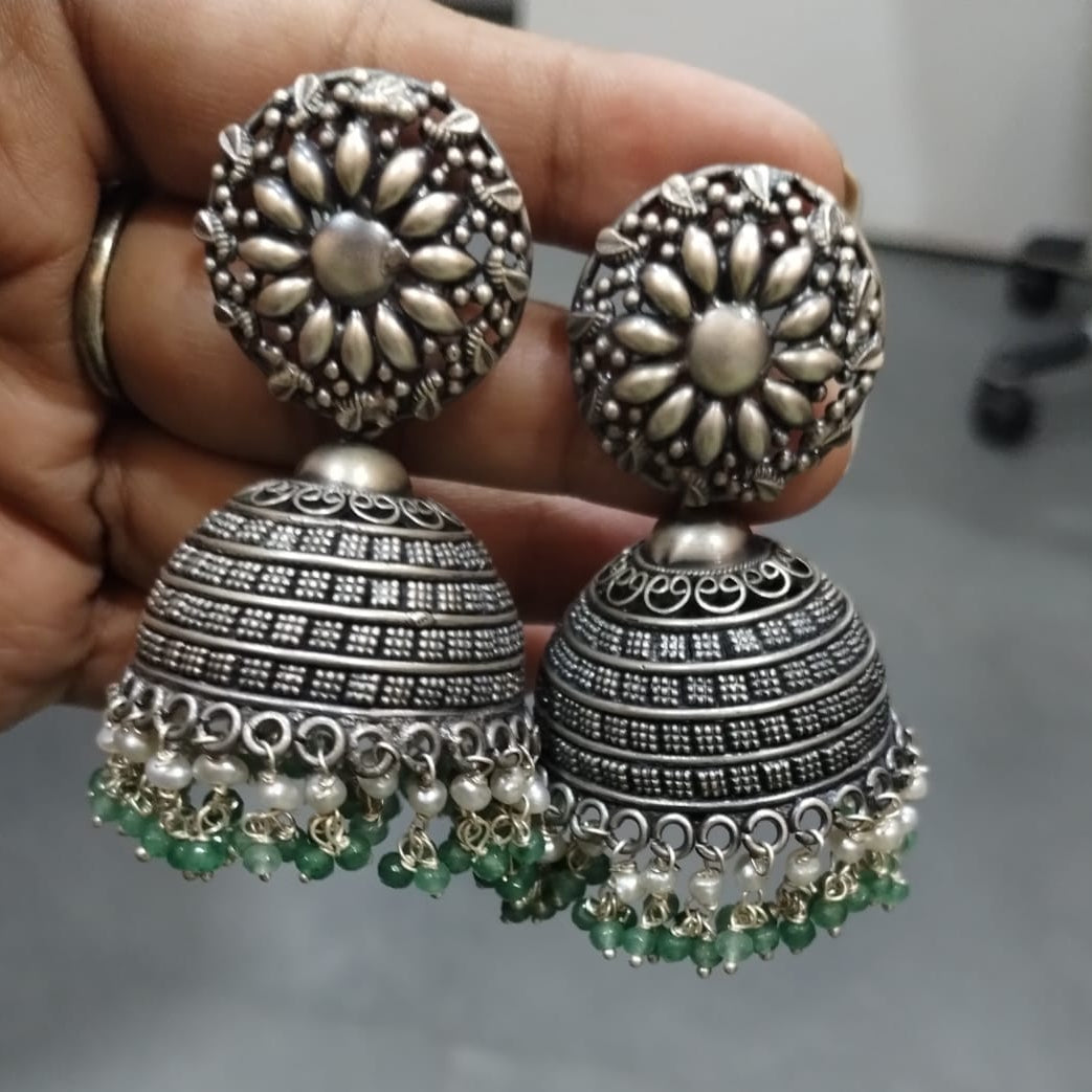 Silver 92.5 Oxidized Jhumka-0262