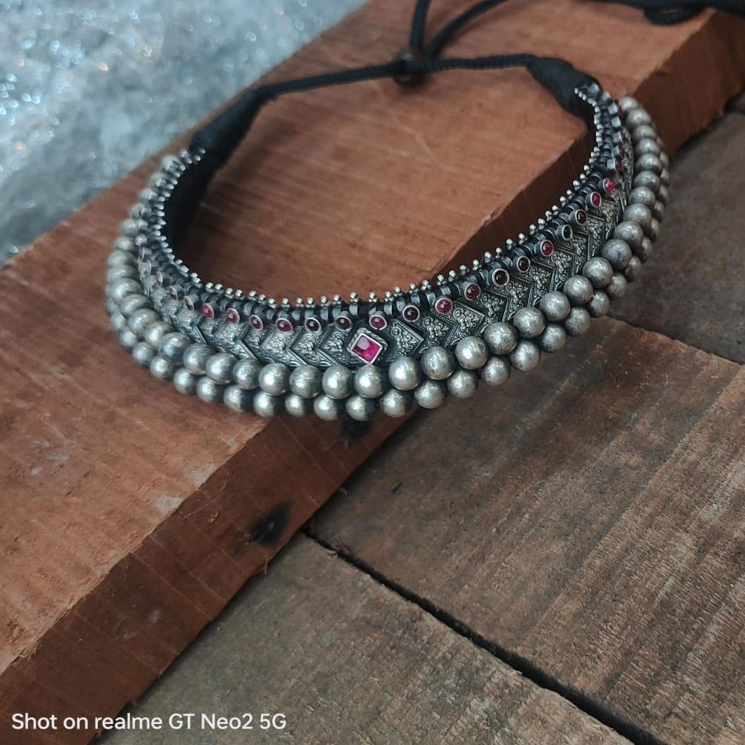 Silver 92.5 Oxidized Necklace -0291