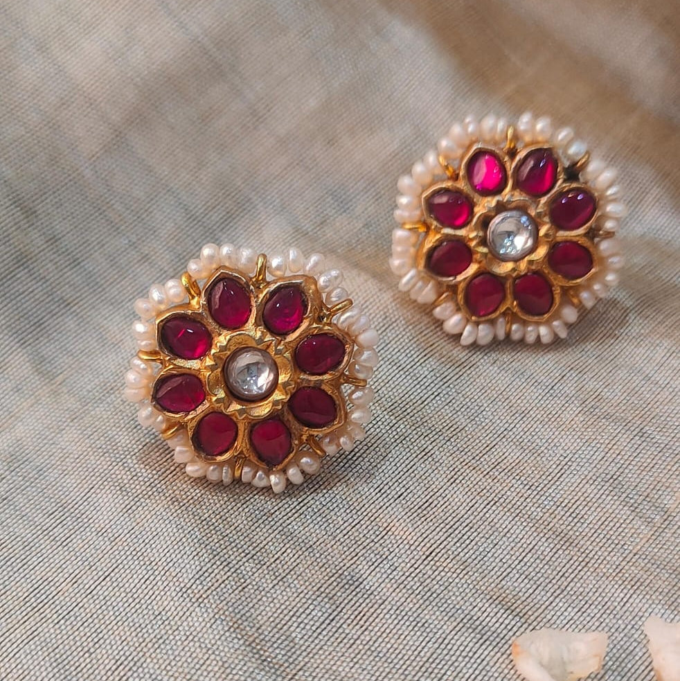 925 Silver Kundan Stud -2094