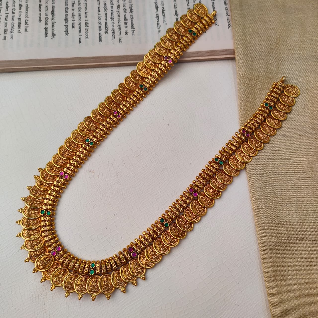 925 Silver Antique Nakshi Lakshmi Haram-2134