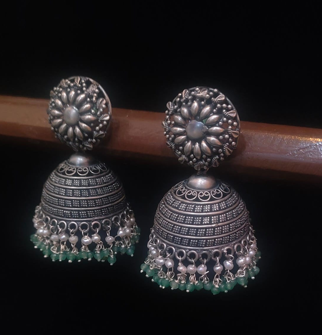 Silver 92.5 Oxidized Jhumka-0262