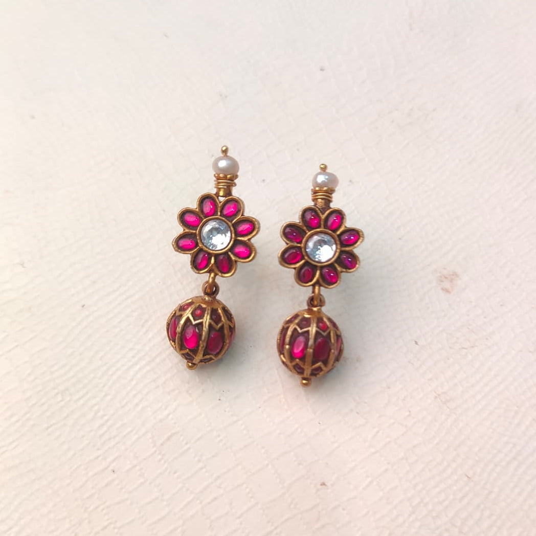 Silver 925 Kundan Earring-2091