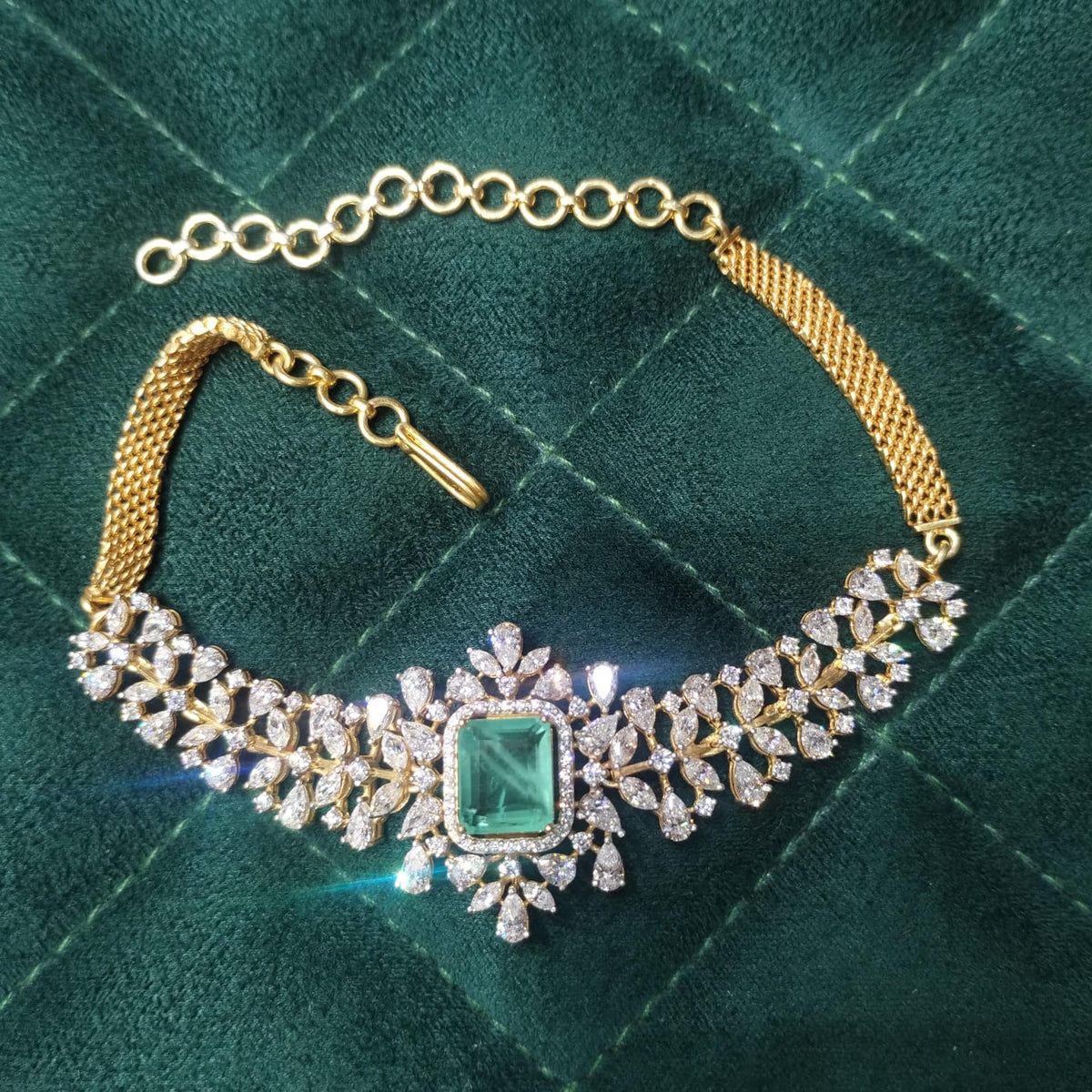 Silver 92.5 Diamond Look Choker-0295