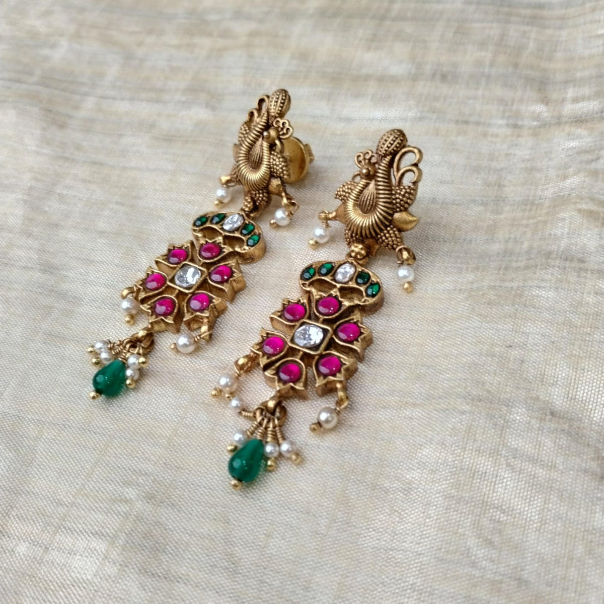 Silver 92.5 Kundan Earrings -2078