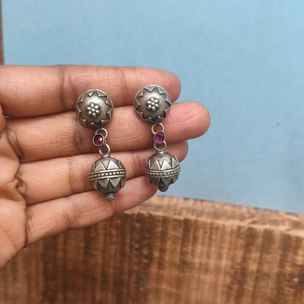 Silver 92.5 Oxidized Earring-0261