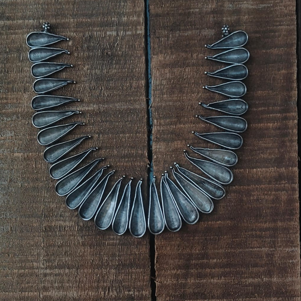 Silver 92.5 Oxidized Necklace With Earrings-0285
