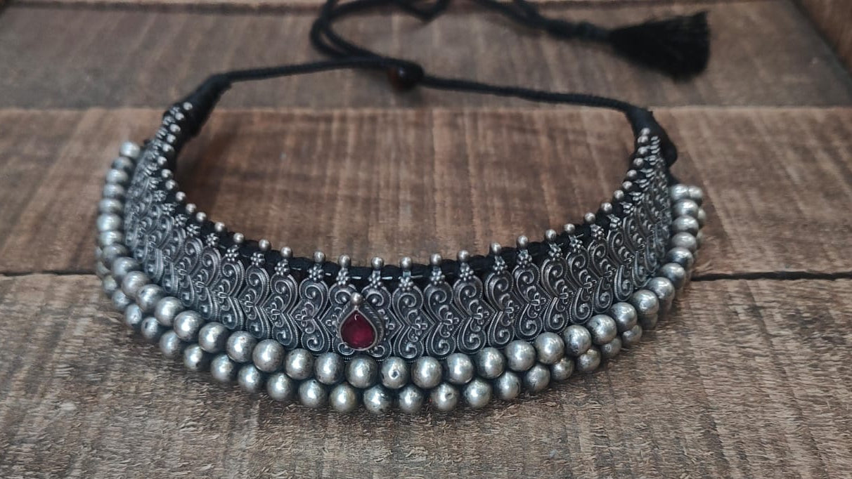 Silver 92.5 Oxidized Necklace -0290