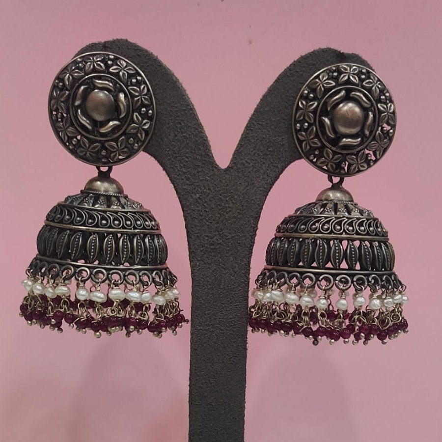 Silver 92.5 Oxidized Jhumka-0288