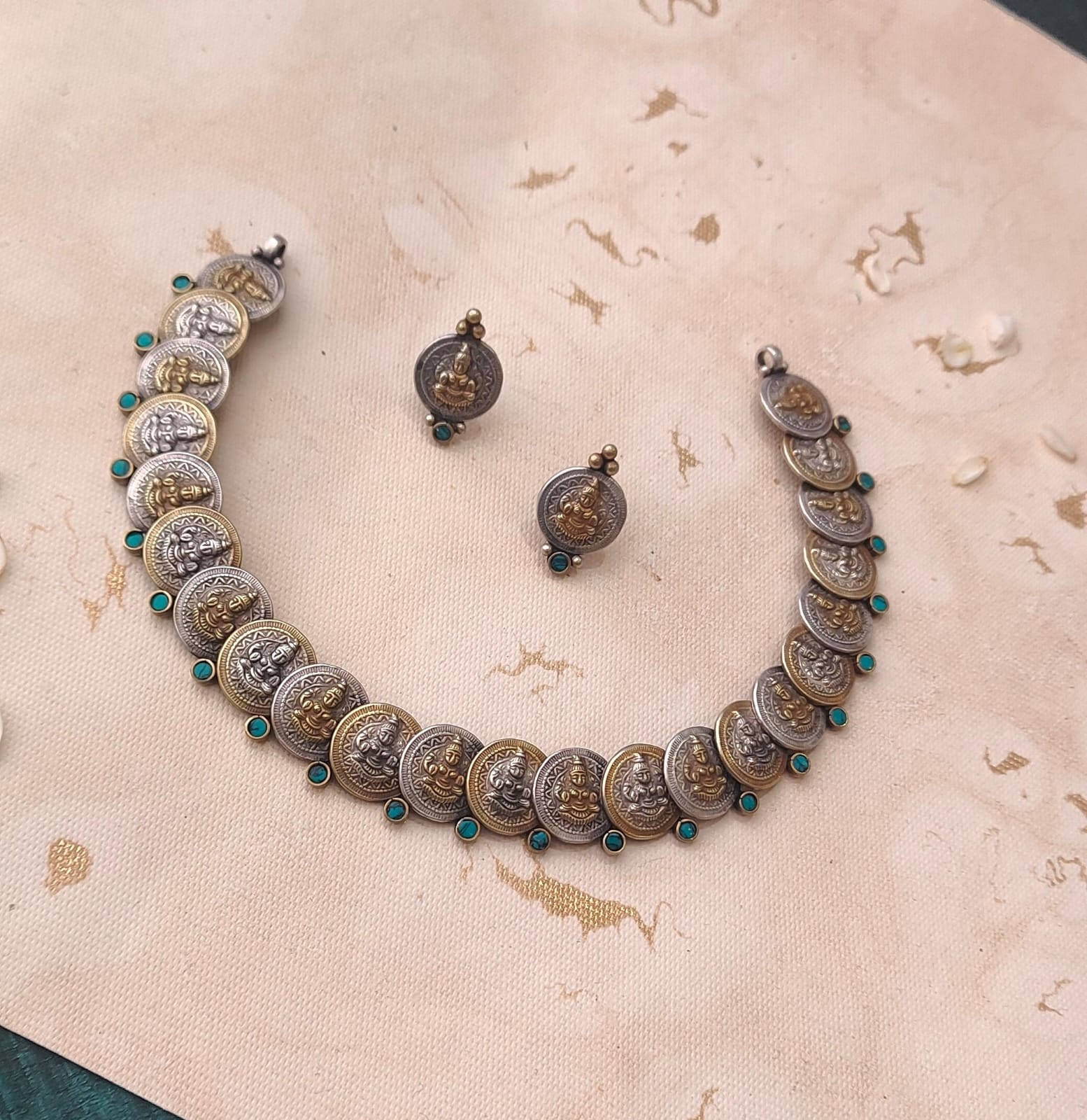 Silver 92.5 Oxidized Necklace With Earrings-0286