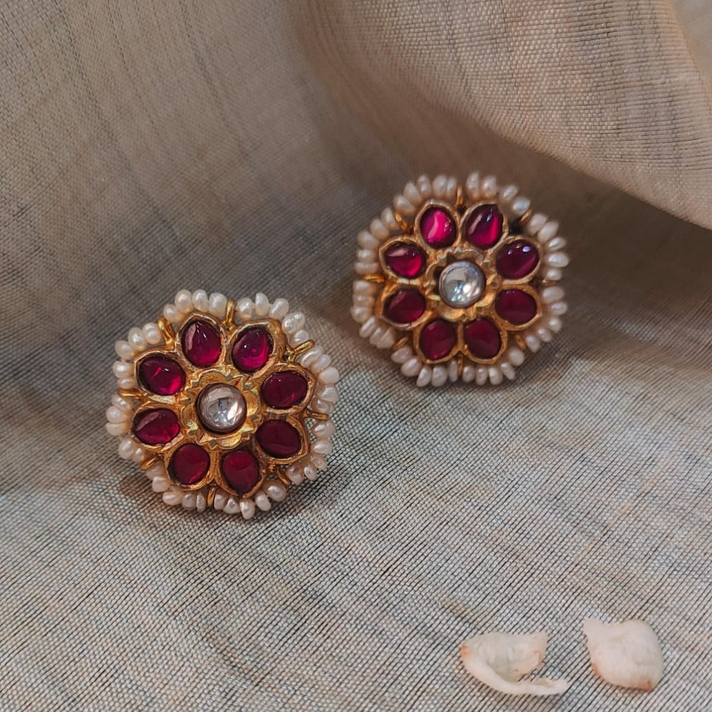 925 Silver Kundan Stud -2094