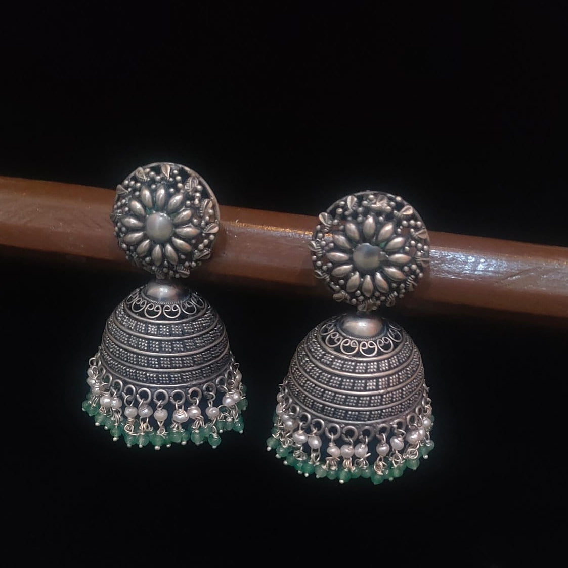 Silver 92.5 Oxidized Jhumka-0262