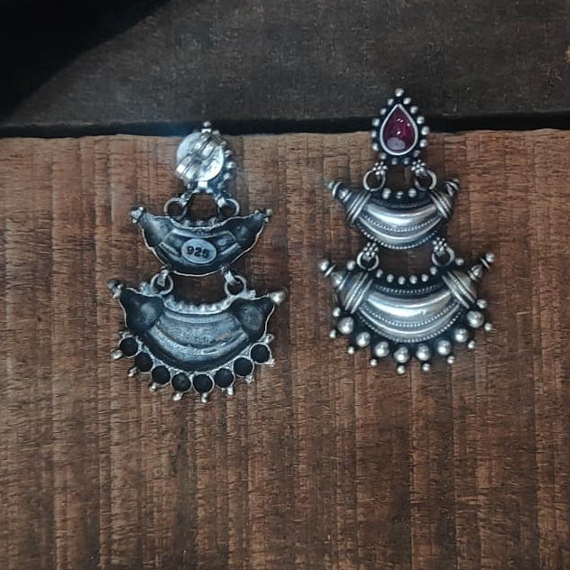 Silver 92.5 Oxidized Earrings -0264
