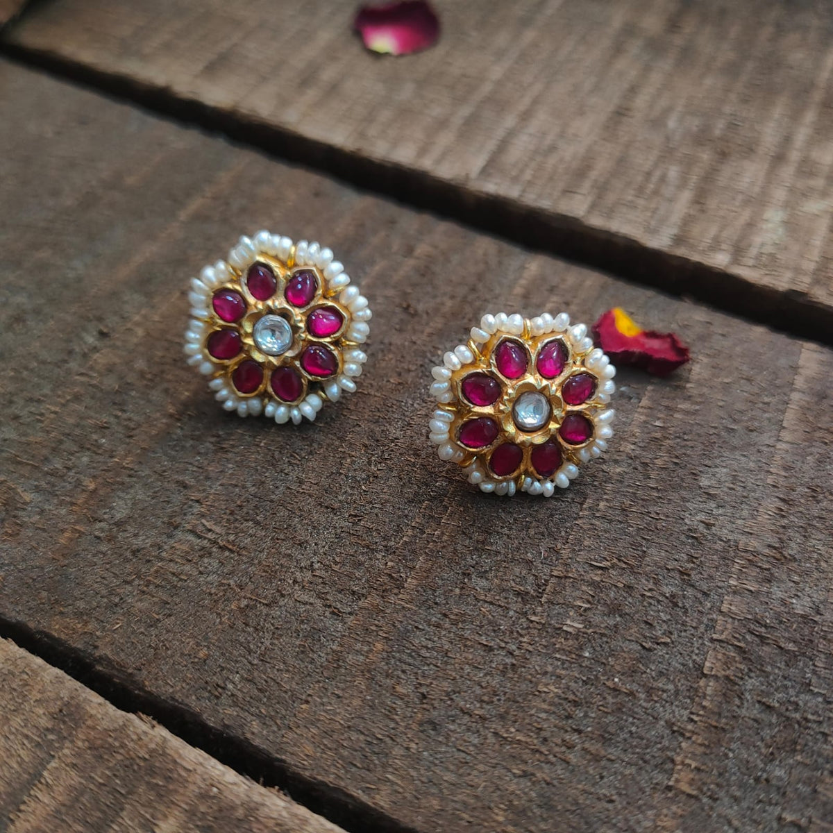 925 Silver Kundan Stud -2094