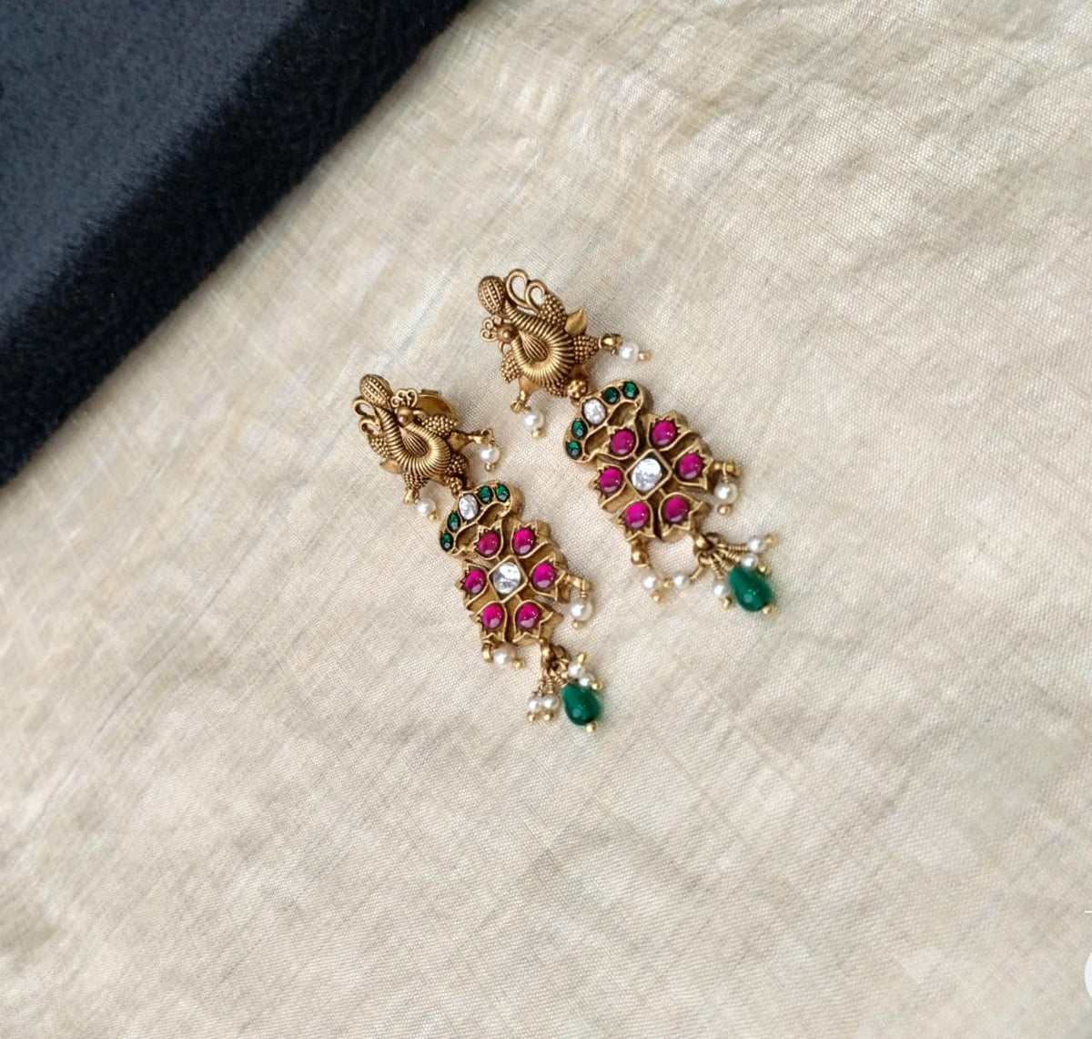 Silver 92.5 Kundan Earrings -2078