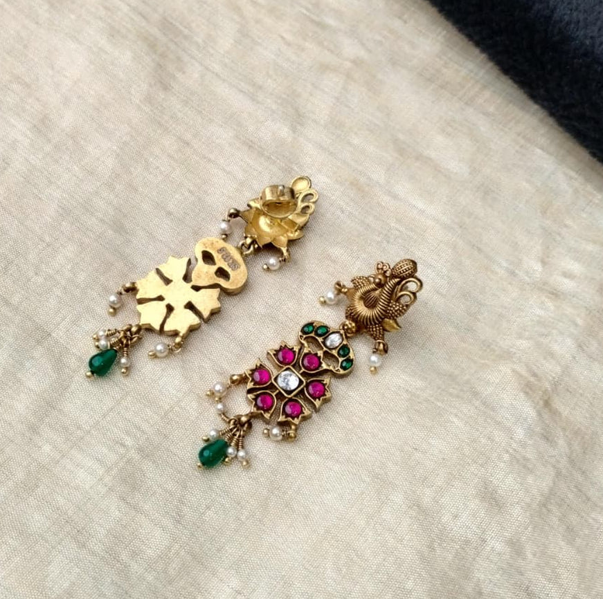 Silver 92.5 Kundan Earrings -2078