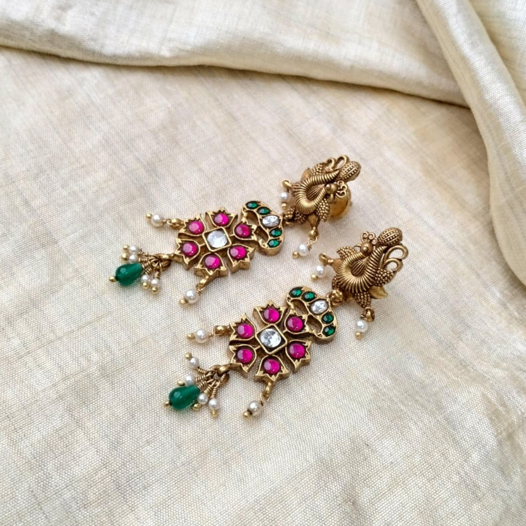 Silver 92.5 Kundan Earrings -2078