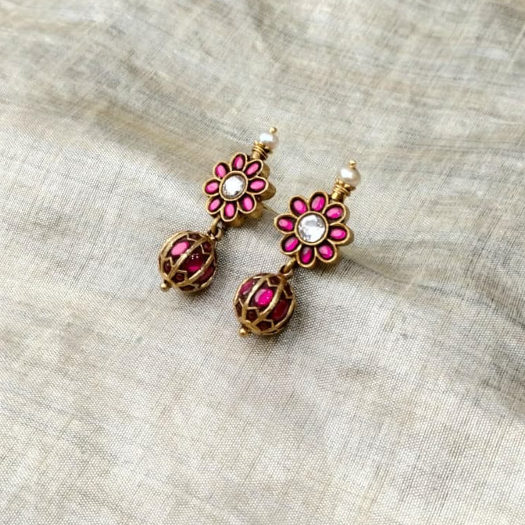 Silver 925 Kundan Earring-2091