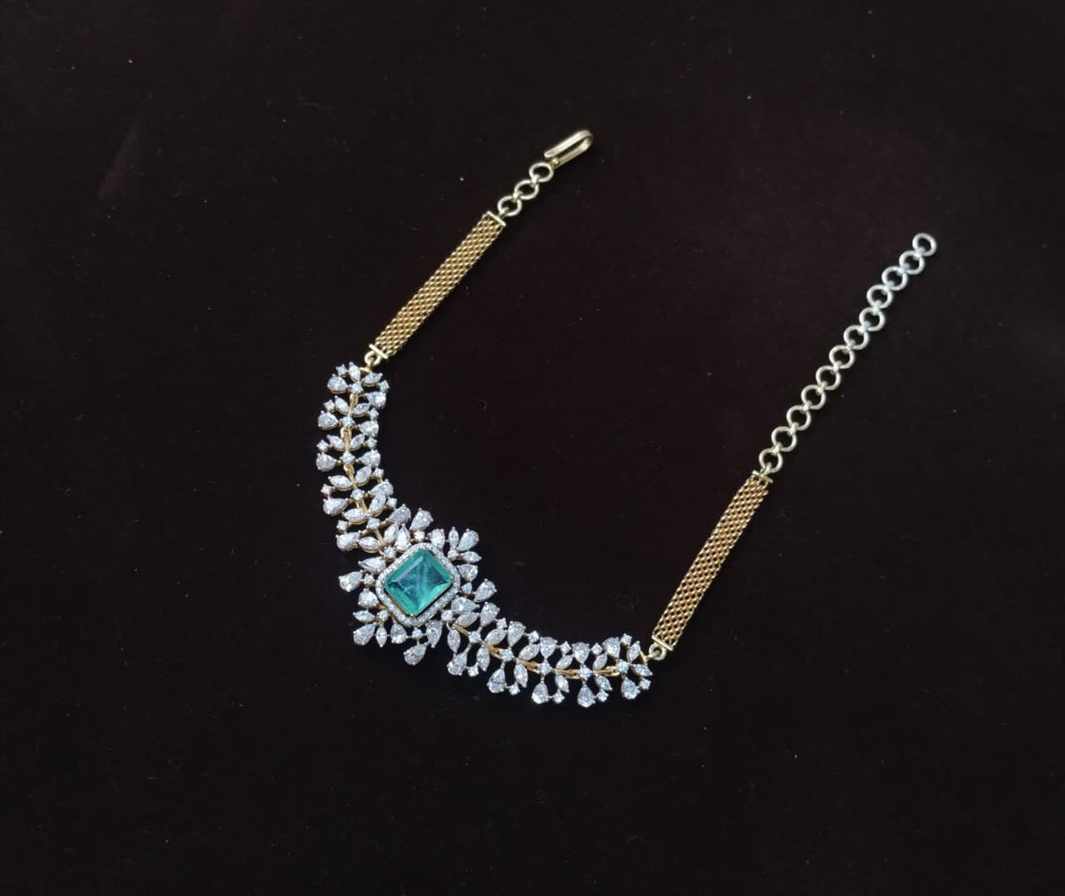 Silver 92.5 Diamond Look Choker-0295