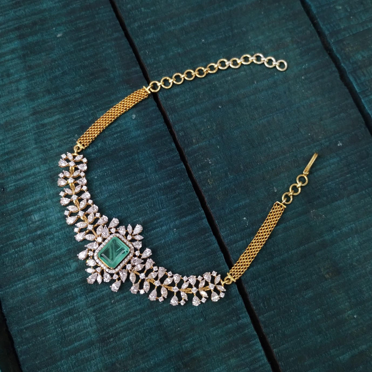 Silver 92.5 Diamond Look Choker-0295
