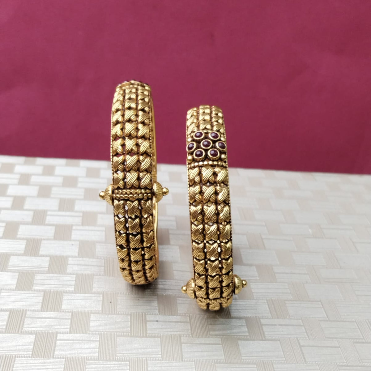 Silver 92.5 Gold Plated Bangles-0300