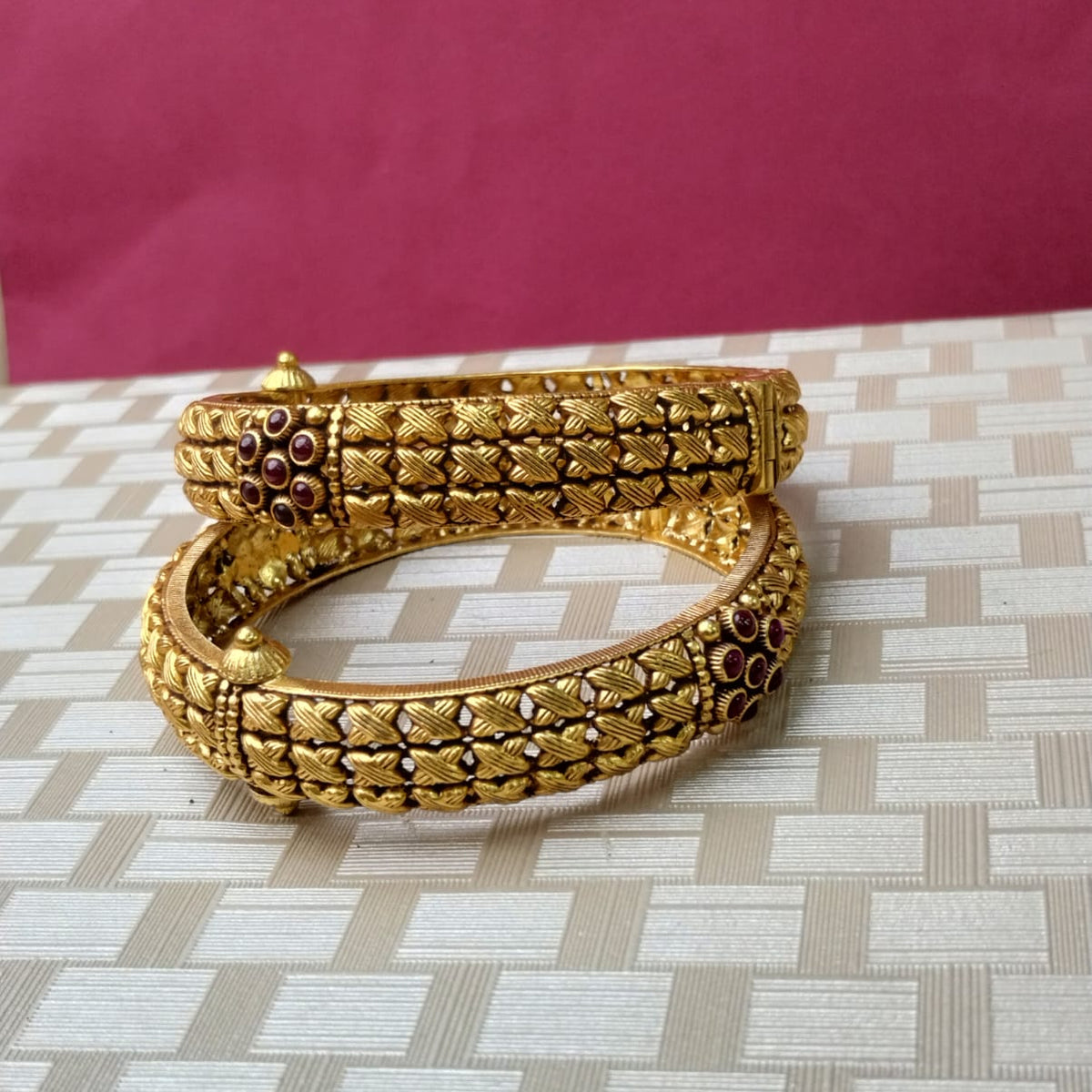 Silver 92.5 Gold Plated Bangles-0300