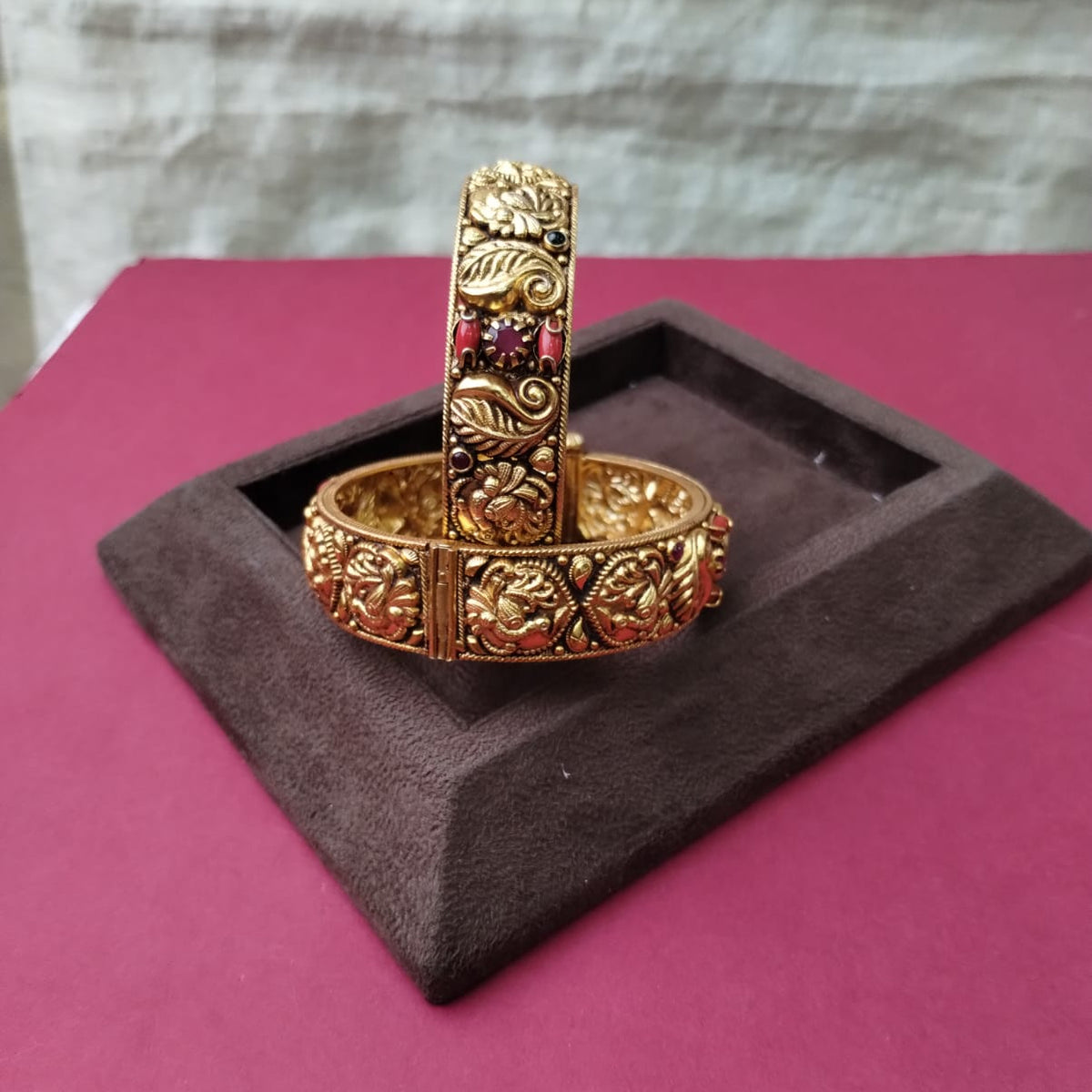 Silver 92.5 Gold Plated Bangles-0299