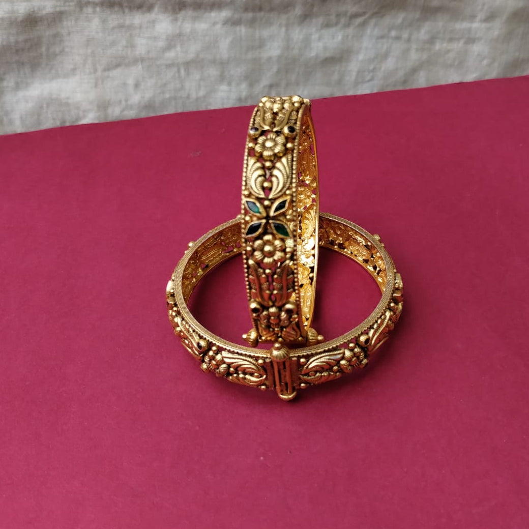Silver 92.5 Gold Plated Bangles-0298