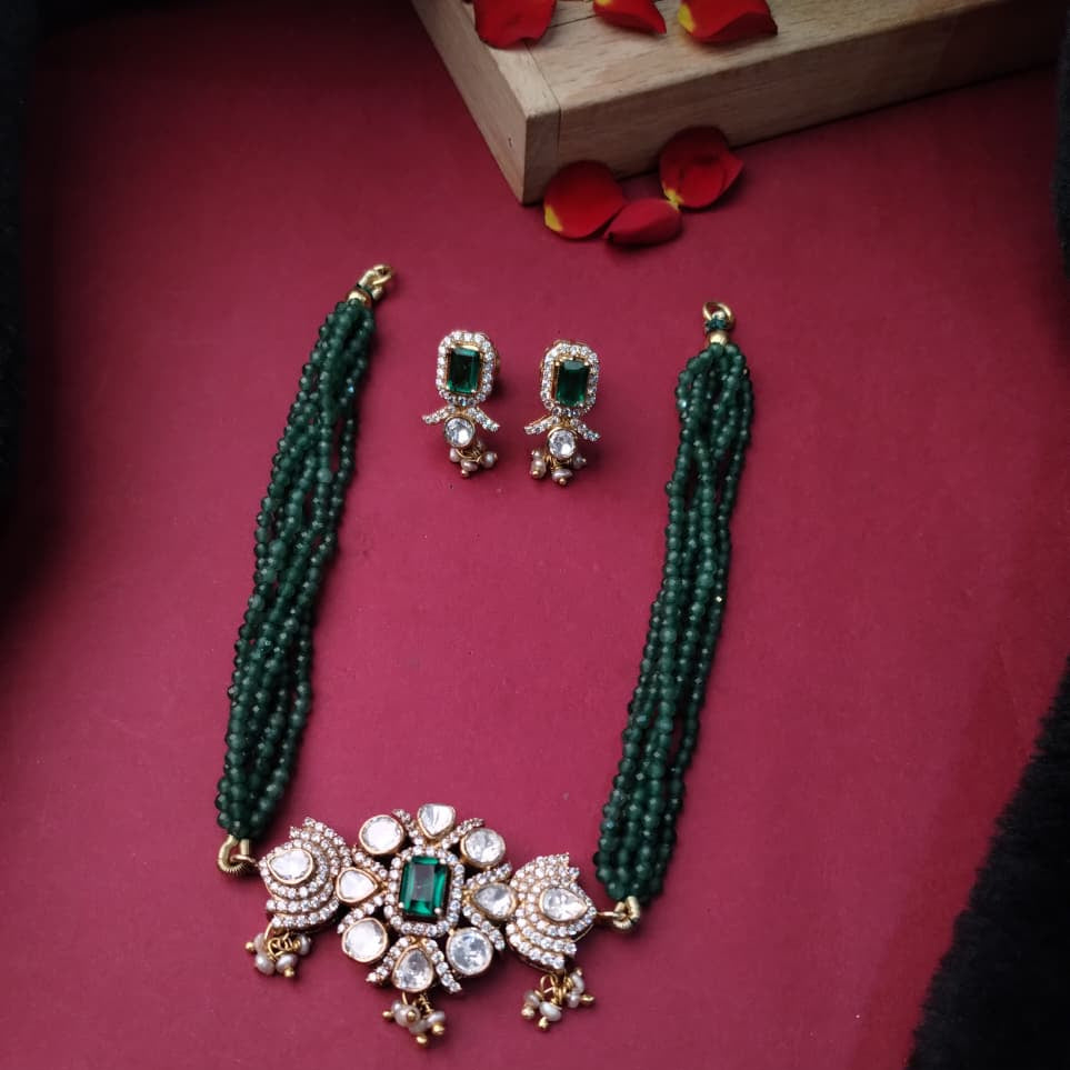 Silver 92.5 Choker With Earring-2140