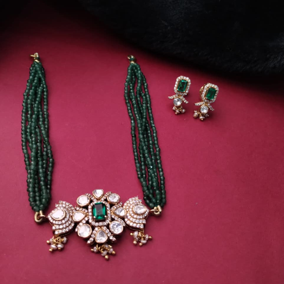 Silver 92.5 Choker With Earring-2140