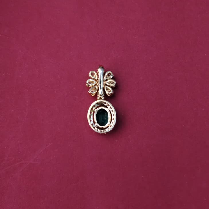 Made Silver 92.5 Diamond Look Pendant With Earrings-3041