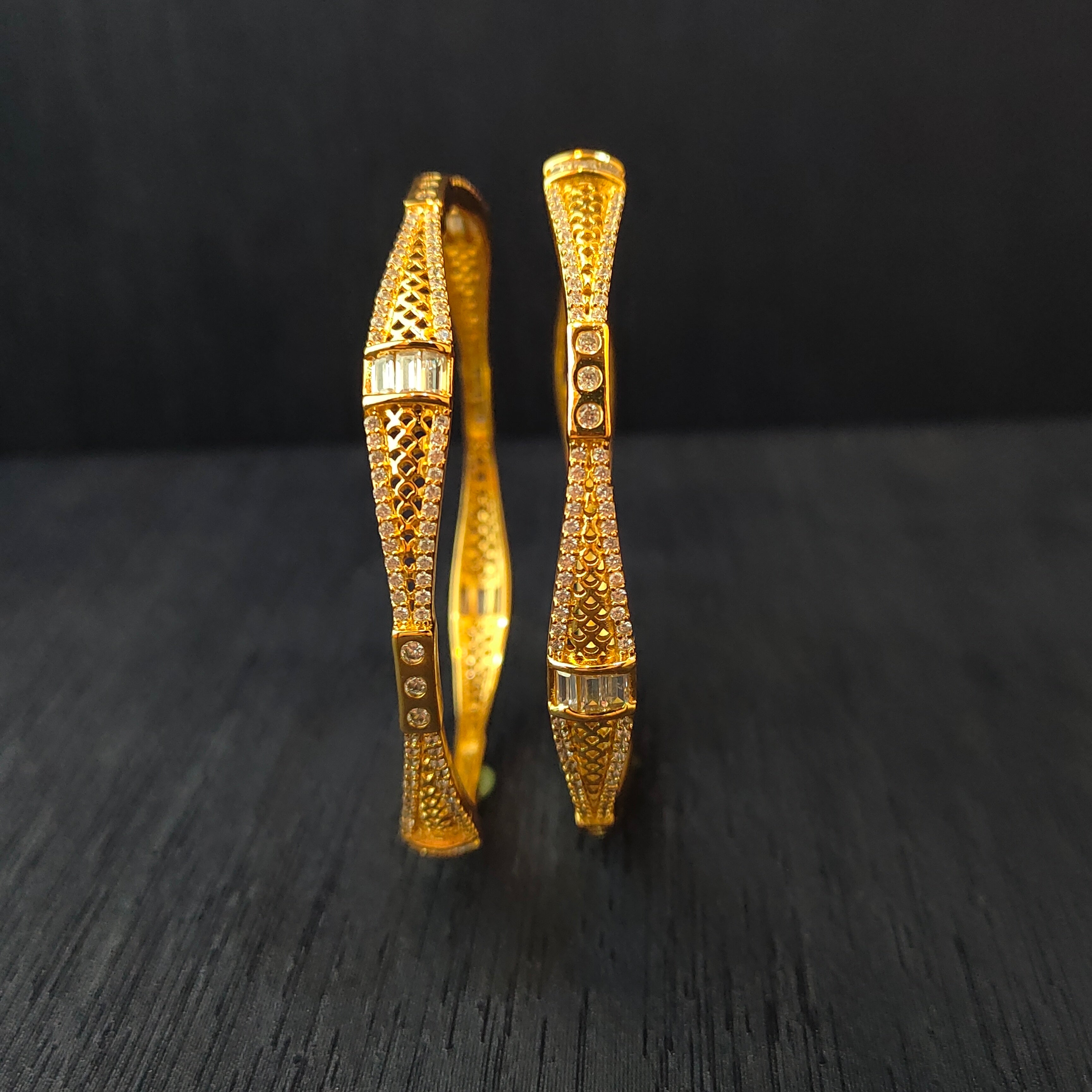 925 Silver CZ Stone Turkish Bangle-1374 - Size 2.5