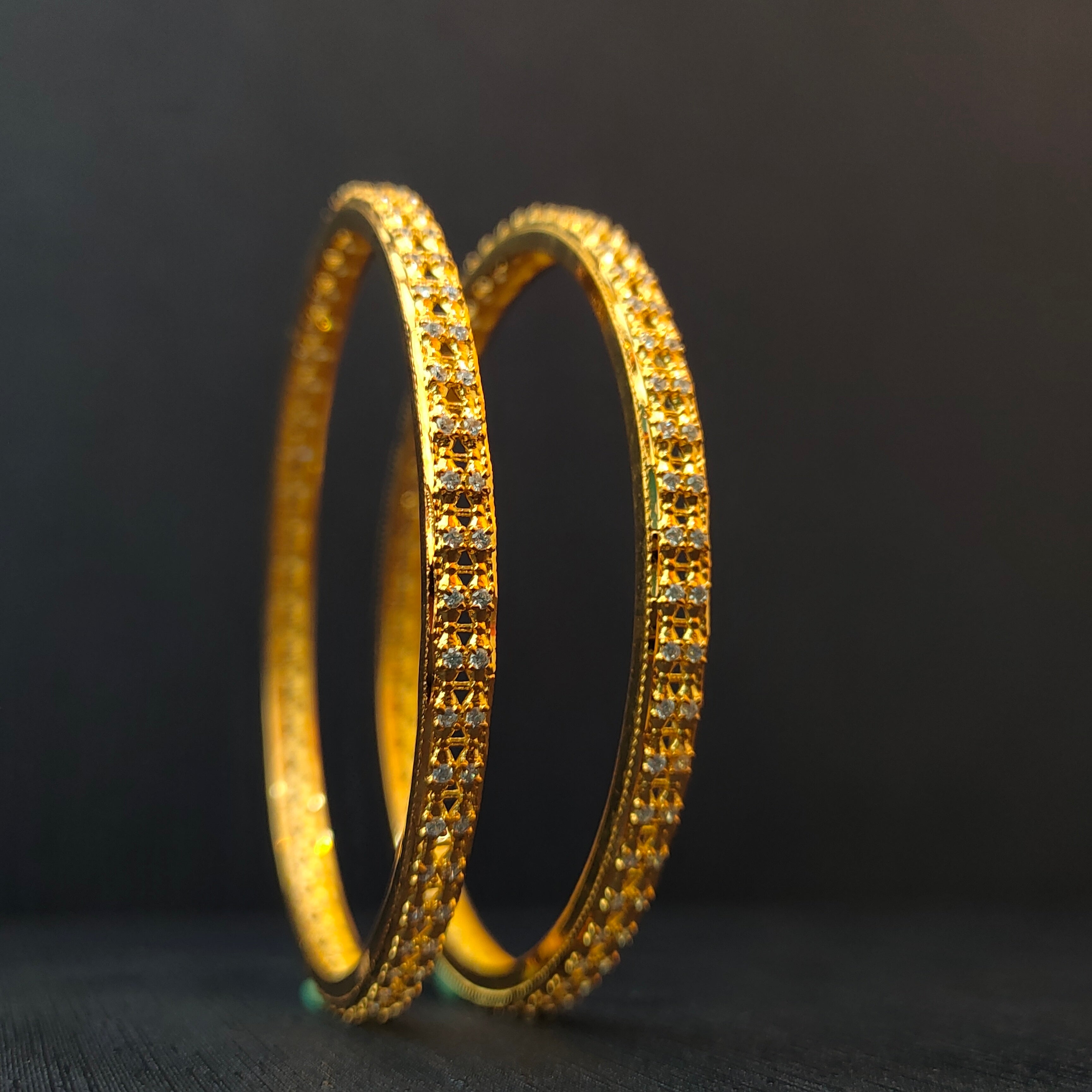 925 Silver CZ Stone Turkish Bangle-1371 - Size 2.6