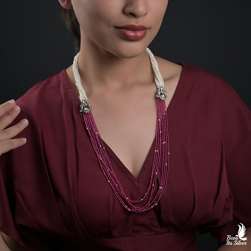 925 Silver Victorian Elephant mop Beads Haram -8470