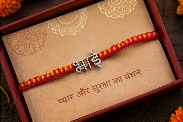 925 Silver Hindi Bhai Rakhi — 4101